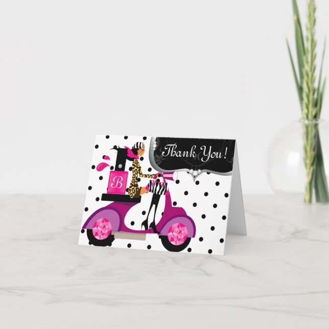Tarjeta De Agradecimiento Cute cumpleaños Fiesta Nail Scooter Chicas polacos (Anverso)