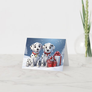 Tarjeta De Agradecimiento Cute Dalmatia Puppy Xmas Card