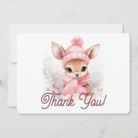 Cute Deer Pink Hat Scarf Winter Wonderland Baby