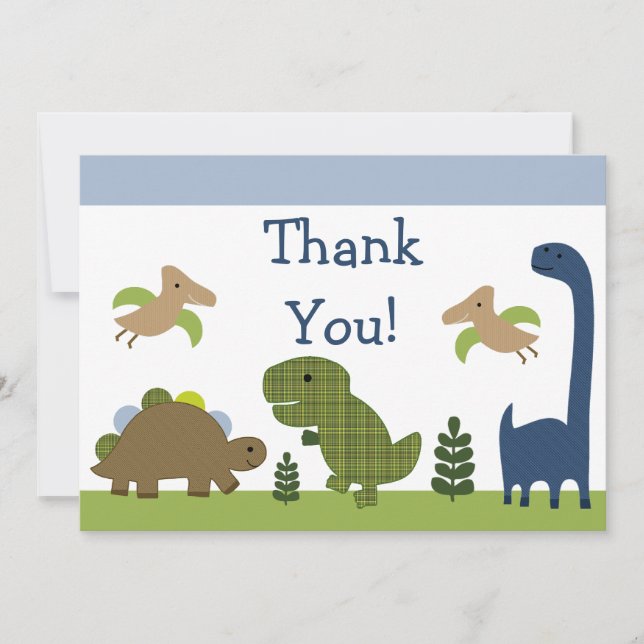 Tarjeta De Agradecimiento Cute Dino/Dinosaurios Bebé Gracias Cartas (Anverso)