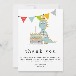 Tarjeta De Agradecimiento Cute Dinosaur Cake Kids Cumpleaños Gracias