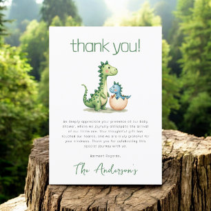 Tarjeta De Agradecimiento Cute Dinosaur Watercolor Baby Shower