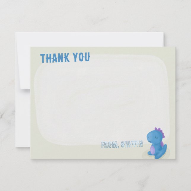 Tarjeta De Agradecimiento Cute Dinosaurio Cumpleaños Gracias Cartas (Anverso)