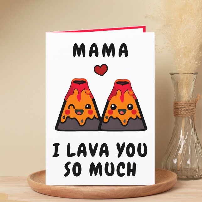 Tarjeta De Agradecimiento Cute divertida volcán Lava Mamá Madre Feliz cumple (cute, funny volcano lava I love you happy birthday card for mother / father)