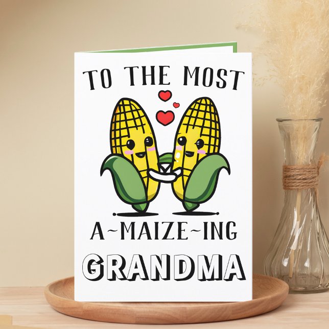 Tarjeta De Agradecimiento Cute divertido maíz maíz juego de palabras Día de  (cute corn amazing grandmother happy birthday greeting card)