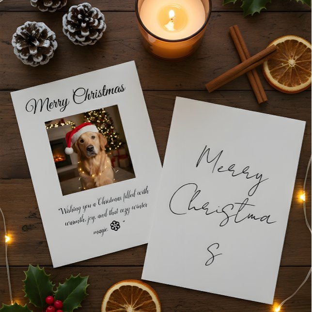 Tarjeta De Agradecimiento “Cute Dog Christmas Card – Santa Hat Holiday Greet (Subido por el creador)