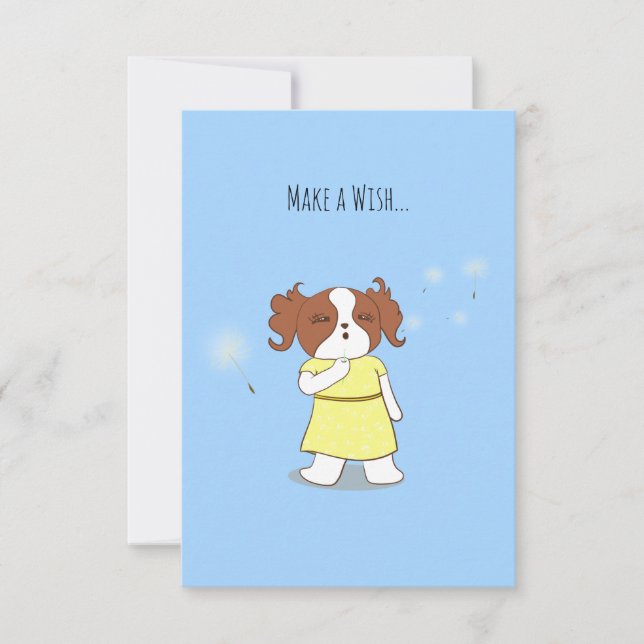 Tarjeta De Agradecimiento Cute Dog Make a Wish Card (Anverso)
