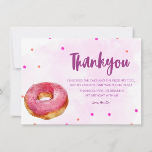Tarjeta De Agradecimiento Cute Donut dulce niña Cumpleaños 1