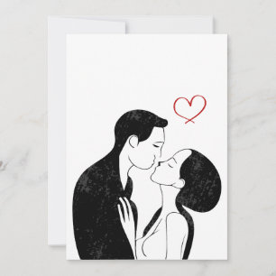Tarjeta De Agradecimiento Cute Doodle Love Heart Romantic Couple Kiss