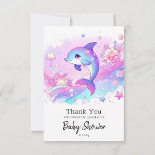 Tarjeta De Agradecimiento Cute Dreamy Dolphin Baby Shower