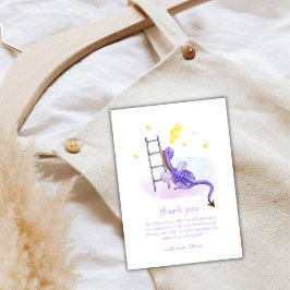 Tarjeta De Agradecimiento Cute Dreamy Fairytale Dragon Stars Baby Shower