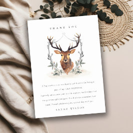 Tarjeta De Agradecimiento Cute Dusky Deer Floral Escudo Cualquier Edad Cumpl