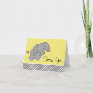 Tarjeta De Agradecimiento Cute Elefante Amarillo Gracias Cartas