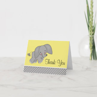 Tarjeta De Agradecimiento Cute Elefante Amarillo Gracias Cartas