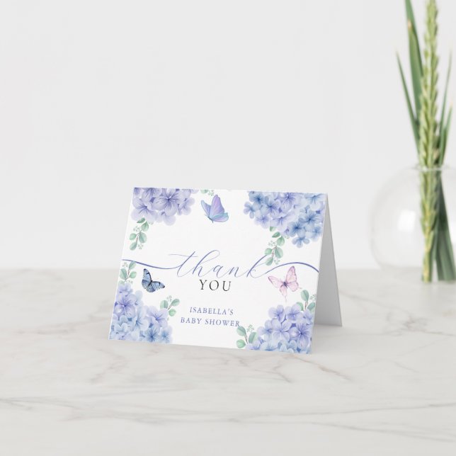 Tarjeta De Agradecimiento Cute Elegant Hydrangea Floral Garden Baby Shower (Anverso)