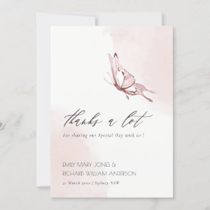 TARJETA DE AGRADECIMIENTO CUTE ELEGANTE BODA DE MARIPOSA DE COLOR DE AGUA DE