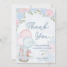 Cute Elephant Balloons Pink Floral Baby Shower