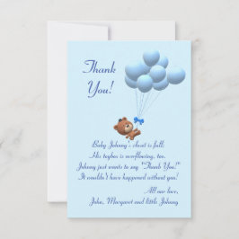 Tarjeta De Agradecimiento Cute es un tema de niño osito de peluche y globos