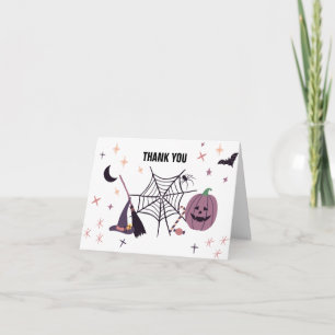 Tarjeta De Agradecimiento Cute Espeluznante   Chica de Halloween Baby Shower