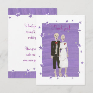 Tarjeta De Agradecimiento Cute esqueletos Gracias tarjetas, Boda de Hallowee