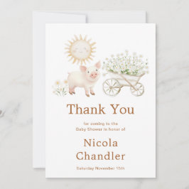 Tarjeta De Agradecimiento Cute Farm Barn Baby Shower