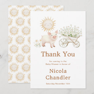 Tarjeta De Agradecimiento Cute Farm Barn Baby Shower