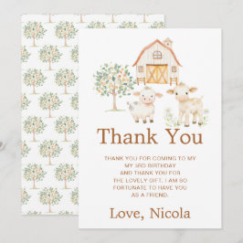 Tarjeta De Agradecimiento Cute Farm Barn Birthday