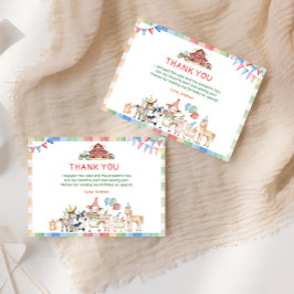 Tarjeta De Agradecimiento Cute Farm Barnyard Birthday Gracias