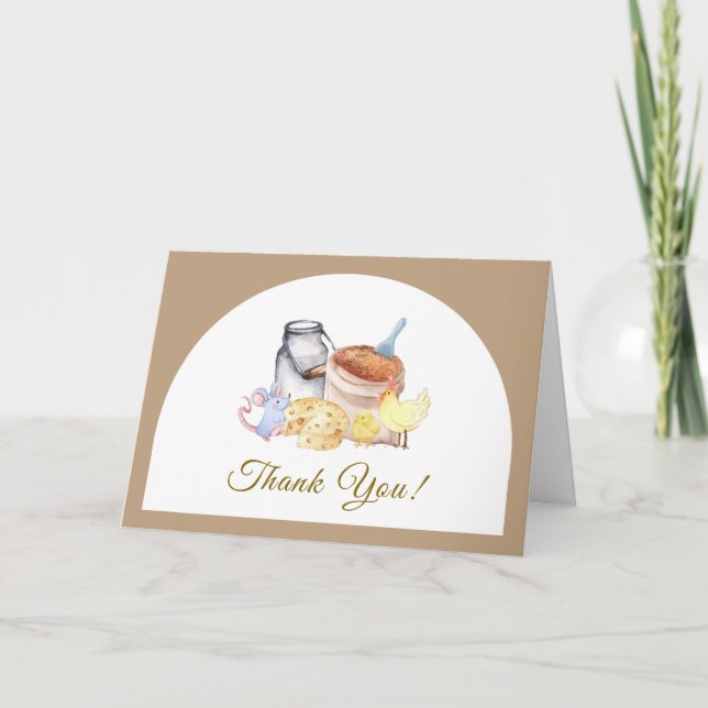 Tarjeta De Agradecimiento Cute Farm Chicken Mouse Baby Shower (Anverso)