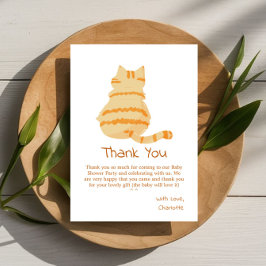 Tarjeta De Agradecimiento Cute Fat Orange Cat Baby Shower