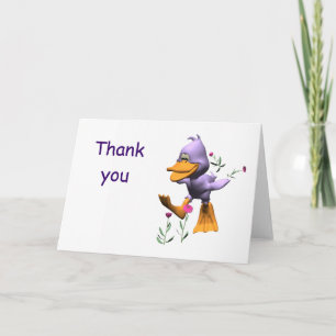 Tarjeta De Agradecimiento Cute feliz pato Personalizado corriendo por las fl