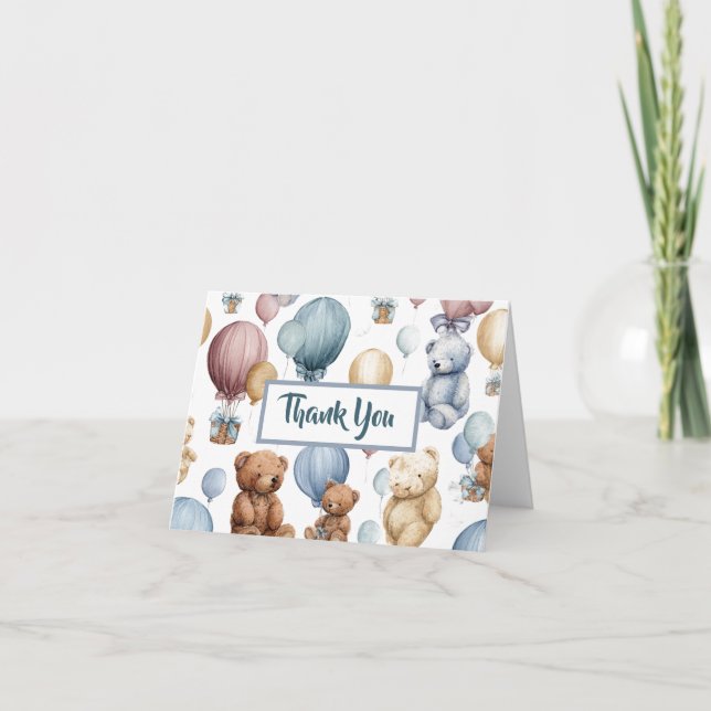 Tarjeta De Agradecimiento Cute Flat Baby Boy Thank You Card – Pastel Style (Anverso)