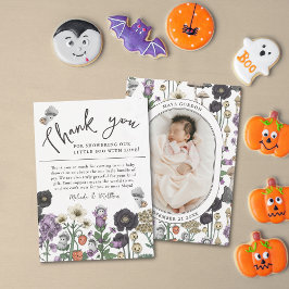 Tarjeta De Agradecimiento Cute Floral Fantasma Halloween Baby Shower Gracias