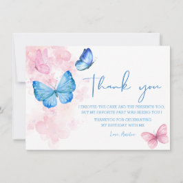Tarjeta De Agradecimiento Cute Floral flutter sobre mariposas Cumpleaños