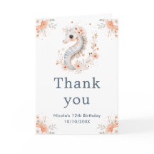 Cute Floral Seahorse Birday Party