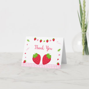Tarjeta De Agradecimiento Cute Fresa Cumpleaños Gracias