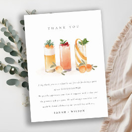 Tarjeta De Agradecimiento Cute Fruit Cocktail Naranja Rubor Ducha de Parejas