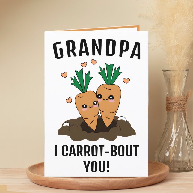 Tarjeta De Agradecimiento Cute Funny Carrot Pun Abuelo Feliz Cumpleaños (cute funny carrot birthday card for grandfather)