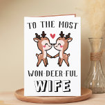 Tarjeta De Agradecimiento Cute Funny Deer Buck Maravilloso Aniversario de la<br><div class="desc">¿Buscando una manera única de expresar tu amor y humor a tu esposa? Nuestra graciosa tarjeta de saludo de ciervo es la elección perfecta para cualquier mujer en su cumpleaños o incluso para un aniversario boda. Personalizar al agregar tu propio mensaje personal. El diseño presenta dos lindos ciervos y un...</div>