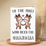 Tarjeta De Agradecimiento Cute Funny Deer Buck Maravilloso Aniversario de la<br><div class="desc">¿Buscando una manera única de expresar tu amor y humor a tus abuelos? ¡Nuestra graciosa tarjeta de saludo de ciervo es la elección perfecta para cualquier abuela en su cumpleaños! Personalizar al agregar tu propio mensaje personal. El diseño presenta dos lindos ciervos y un mensaje a la abuela más ganada...</div>