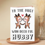 Tarjeta De Agradecimiento Cute Funny Deer Buck Maravilloso Marido Cumpleaños<br><div class="desc">¿Buscando una manera única de expresar tu amor y humor a tu esposa? Nuestra graciosa tarjeta de saludo de ciervo es la elección perfecta para cualquier esposo en su cumpleaños o incluso para un aniversario boda. Personalizar al agregar tu propio mensaje personal. El diseño presenta dos lindos ciervos y un...</div>