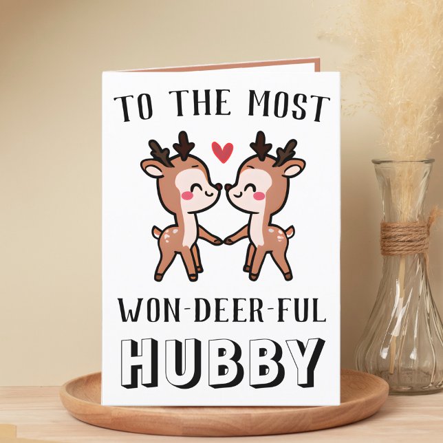 Tarjeta De Agradecimiento Cute Funny Deer Buck Maravilloso Marido Cumpleaños (cute deer birthday card for husband)