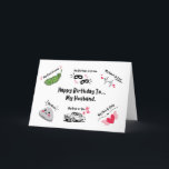 Tarjeta De Agradecimiento Cute Funny Husband Birthday Card<br><div class="desc">¡Celebra el cumpleaños de tu esposo con esta adorable y sentida tarjeta de marido de cumpleaños feliz! Con ilustraciones lindos y apodos dulces como My Rock,  My Ride or Die,  My Best Friend,  y más,  esta carta es la mezcla perfecta de diversión,  amor y apreciación.</div>