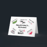 Tarjeta De Agradecimiento Cute Funny Husband Birthday Card<br><div class="desc">¡Celebra el cumpleaños de tu esposo con esta adorable y sentida tarjeta de marido de cumpleaños feliz! Con ilustraciones lindos y apodos dulces como My Rock,  My Ride or Die,  My Best Friend,  y más,  esta carta es la mezcla perfecta de diversión,  amor y apreciación.</div>