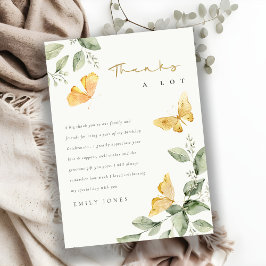 Tarjeta De Agradecimiento Cute Garden Foliage Butterflies Baby Shower