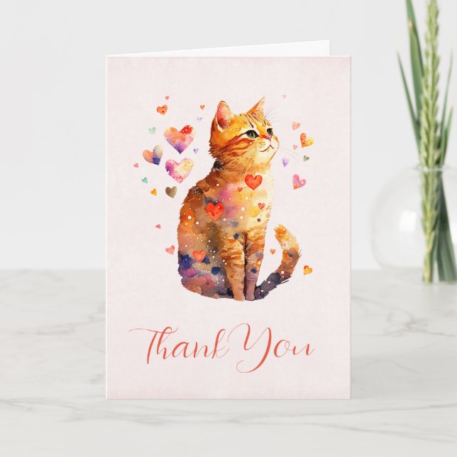 Tarjeta De Agradecimiento Cute gato de tabla con corazón (Anverso)