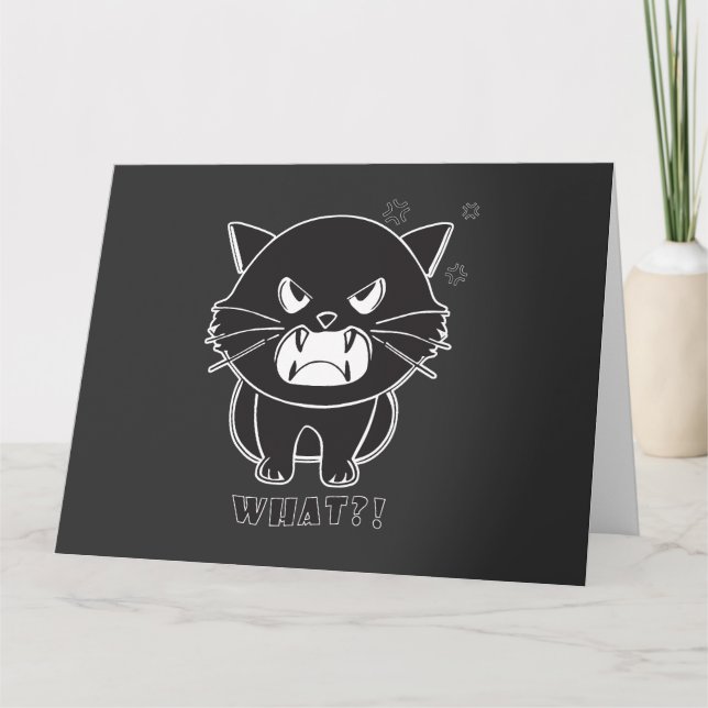 Tarjeta De Agradecimiento Cute gato enojado silbando Qué. (Anverso)