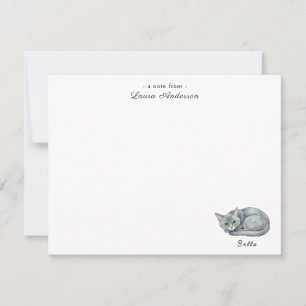 Tarjeta De Agradecimiento Cute gato gris personalizado en acuarela plano