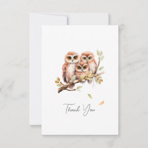 Tarjeta De Agradecimiento Cute Gender Neutral Owl Baby Shower