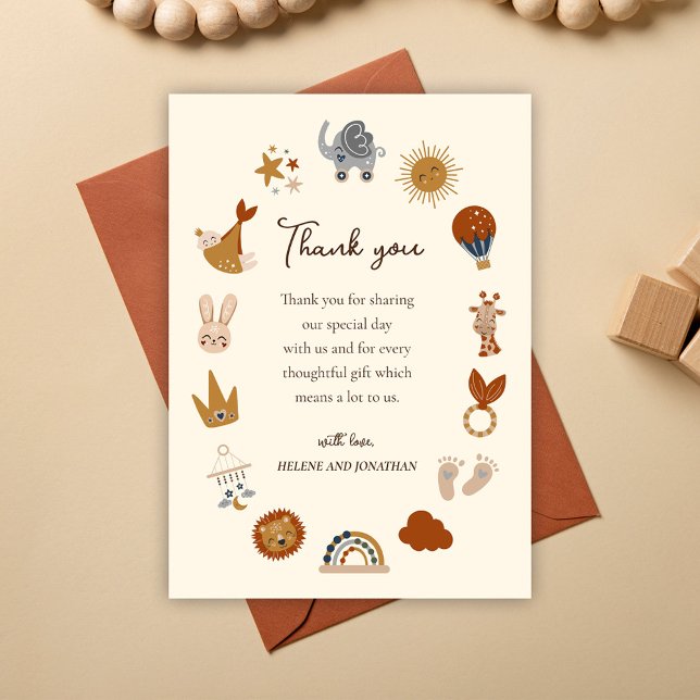 Tarjeta De Agradecimiento Cute Género Neutral Boho Baby Shower (Cute Gender Neutral Boho Baby Shower Thank You Card)